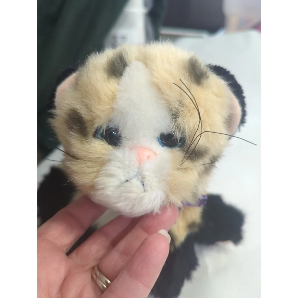 Vintage Tyco Kitty Kitty Jungle Kittens Plush Tan Leopard Spot Cat Purple Bow